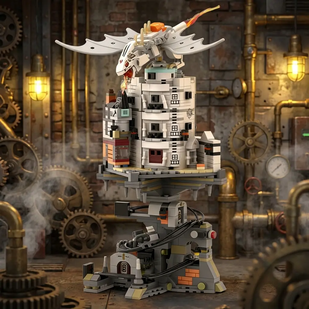 Gulingge Building Block Set, 1,056 Pieces — Magic Castle Architectural Street Scene Collectible Display Piece, Wizard Bank Street Scene Architecture, Room Decoration, Christmas and Birthday Gift