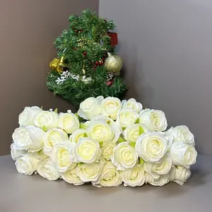 Artificial White Rose Flower Arrangement 2 Pack With 18 Heads, Faux Floral Centerpiece For Home, Dining Table, Living Room & Office