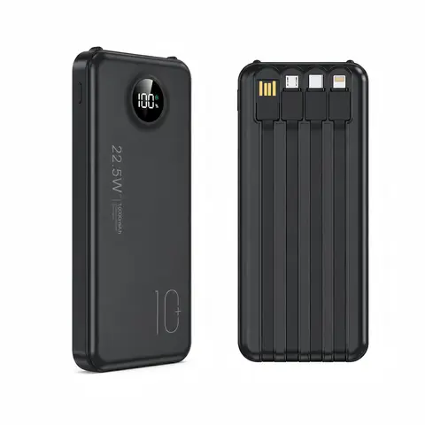 10000mAh Compact Mobile Power Bank Charger - 22.5W Fast Charging, Built-in Cables, Emergency LED Flashlight, 6 Outputs, 3 Inputs, USB-A, for Smartphones, Tablets, Wireless Headphones, Travel Stuff, iPhone & Android Devices,techvibes
