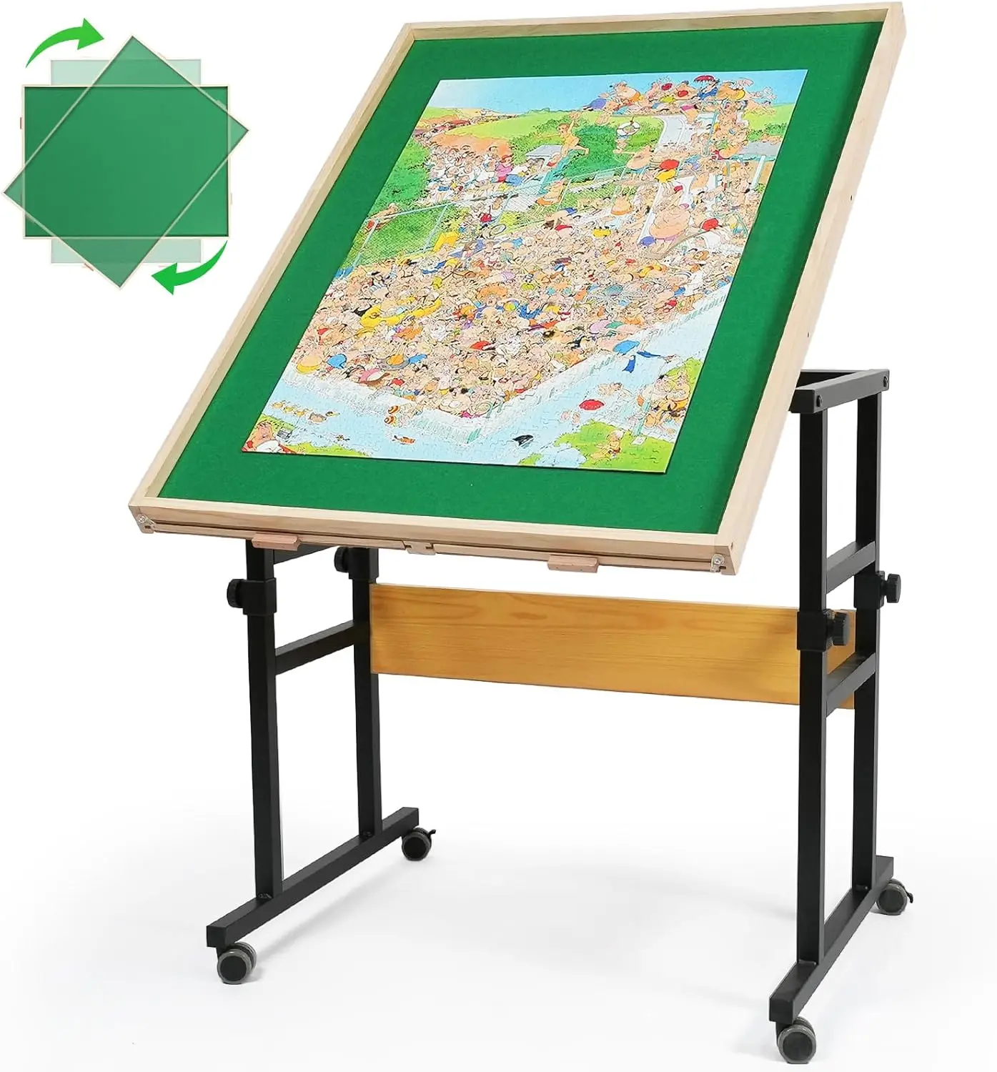 ALL4JIG 360° Rotating Puzzle Table for Adults and Mother’s Day Gift  Gifts Wooden Jigsaw Puzzle Board with 4 Drawers & Cover Vertical Placement Option Board for 1500 Pieces Adjustable Height & Anti-Slip Cover Game