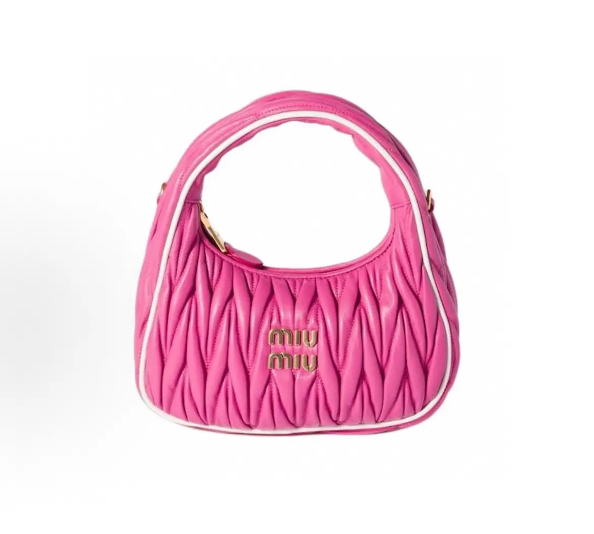 Pre-owned miu miu Wander 25SS Collection Cherry Red & White Color Block Crossbody Hobo Bag, With Handle Crossbody Bag, Color Block Crossbody Bags, With Handle Crossbody Bags