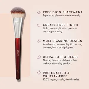 BEAUTY Beauty Brush - 109 Mini Grooming Liquid Foundation - Liquid Foundation Face Brush - Bronze, Blush and Highlighter Makeup Brush, Contoured Foundation Brush, Makeup Blending Brush, Soft Cosmetic Brushes, Concealer Brush
