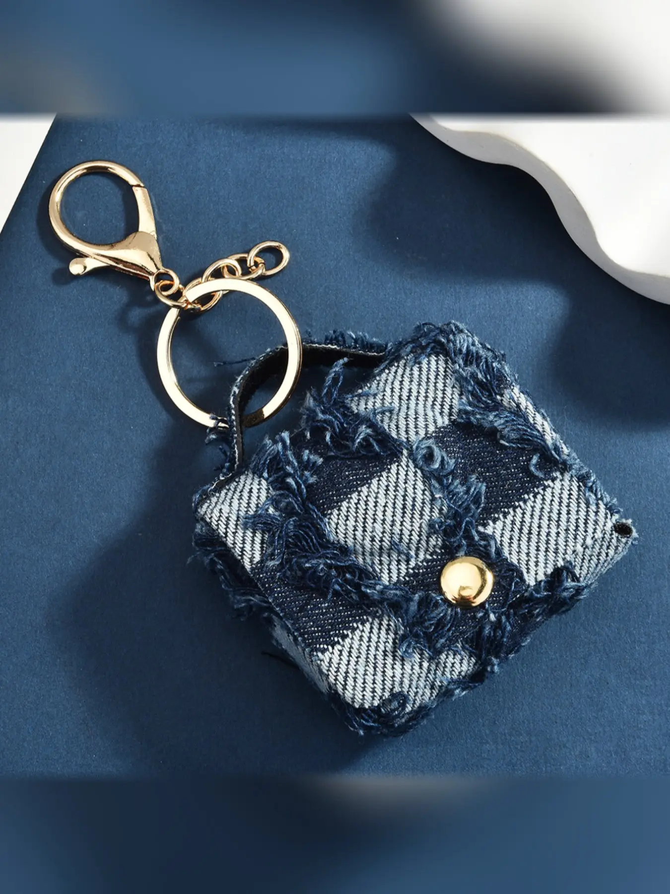 Sweet Cool Style Multi-Color Denim Keychain Bag, New Design Decorative Bag or Earphone Storage Pouch, Elegant All Seasons Accessory, Bag Charm Keychain