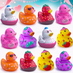 12pcs Rubber Duck Assortment for Toddlers & Babies, Bath Time Fun, Perfect for Parties & Gifts, Assorted Colors, Safe & Durable Design