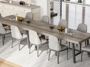 71" Large Dining Table for 8，10，12 People, Grey Farmhouse Dinner Table with Adjustable Feet for Kitchen, Dining Room & Living Room，Grey Set of 2