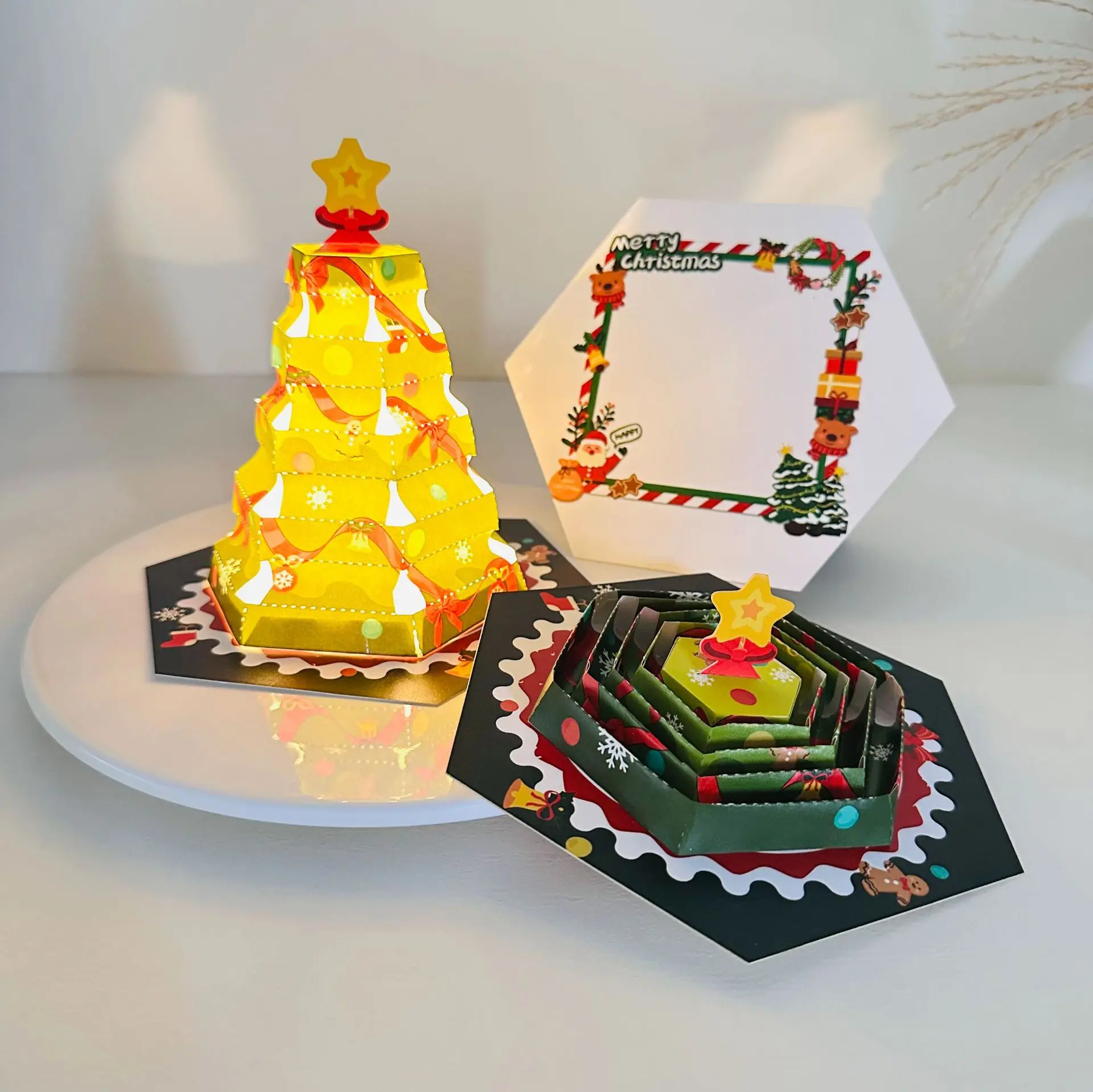 3D Pop-Up Christmas Tree Card with Lights & Music, Foldable Fairy Tale Xmas Surprise Gift Greeting Card
