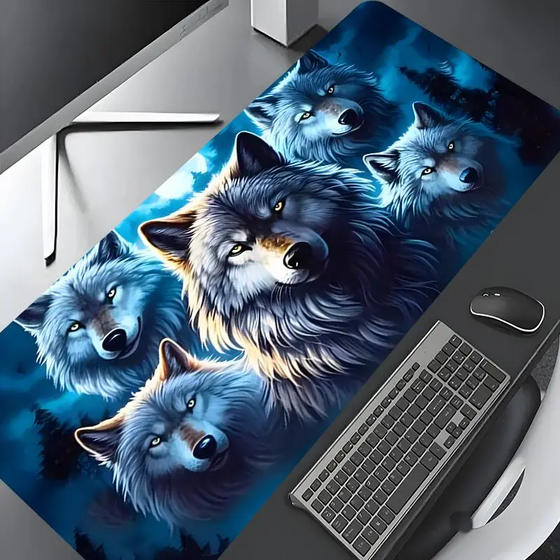 Wolf Pattern Mouse Pad, Large Game Mouse Pad, Aesthetic Desktop Decoration Protective Pad, Rubber Pad, Non-slip Lock Edge Work Pad, Made for Gaming