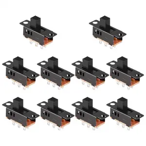 10Pcs High Knob DPDT Panel Mount Slide Switch - 6 Pin, 3 Position (On-Off-On), 0.5A 50V DC for Automotive & Motorcycle Car Exterior Accessories