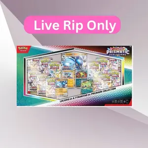 Pokemon Prismatic Evolutions Lucario ex & Tyranitar ex Premium Collection Box - LIVE RIP ONLY- 14 Packs