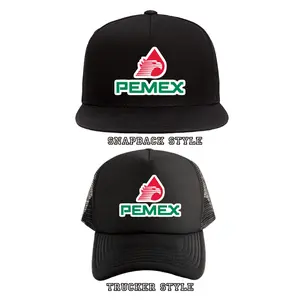 Pemex Mexican-Themed Graphic Snapback Cap - Classic Trucker Style, Black Casual Cotton, Adjustable Snap Closure, Unisex Adult Accessory for Men's Snapback Hats Enthusiasts