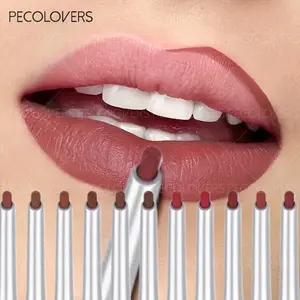 1PC Nude Matte Lip Liner Moisturizing Hydrate Waterproof Sweatproof Long Lasting Velvety Dual-Purpose Easy Glide Lipstick Pen Makeup Tool, Cosmetic