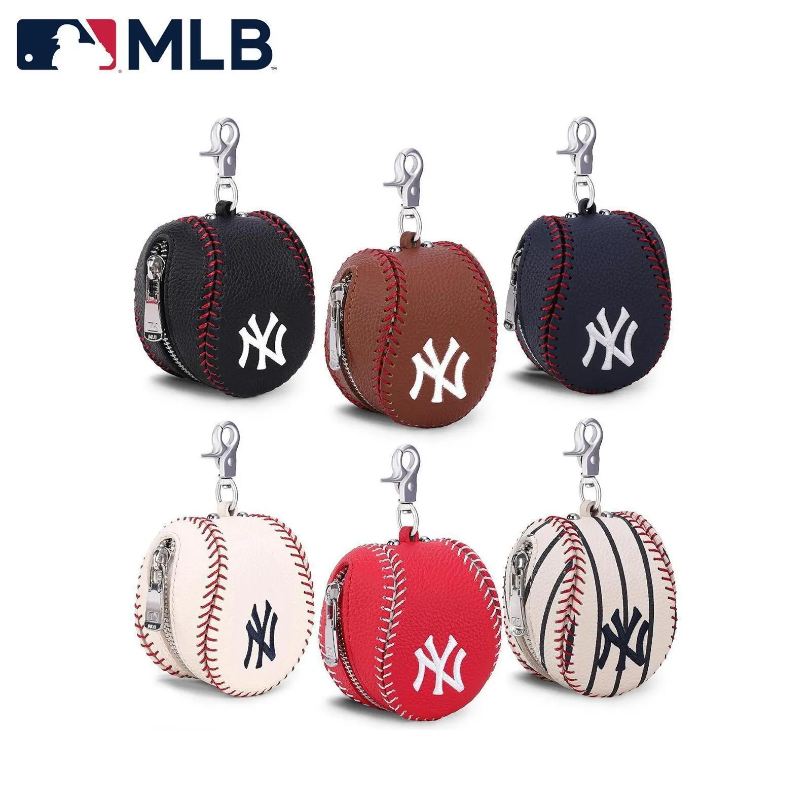 MLB Key Chain Pouch, PU Leather Coin Wallet with Embroidered Team Logo, Multifunctional Keys Holder for Game Day Fan Gear, Bag Key Accessory 108