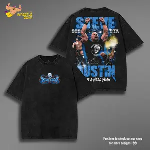 Retro Limited WWE TShirt, Stone Cold Austin Graphic Tee, WrestleMania Merch, Wrestler Unisex Oversized Heavy Washed Tee WWE Cotton Menswear 90s  graphic tees