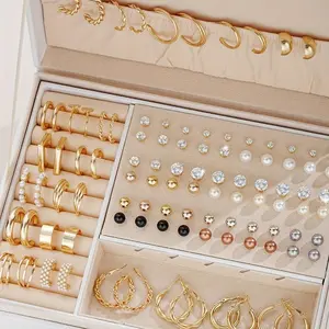 108 Pcs Set Of Exquisite Female Earrings Zinc Alloy Jewelry With Rhinestones Inlaid Elegant Leisure Style For Women Gift Without Gift Box