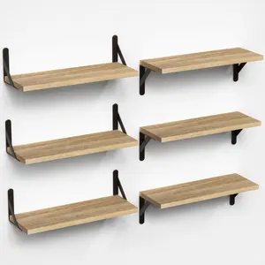 Rustic Wood Shelves Set of 6 Farmhouse Style Floating Shelf for Wall Décor White Wooden Shelves for Bathroom Bedroom Storage Kitchen Living Room Decor Shoe Rack Organizer Hat Organizer Bathroom Organizer Cologne Stand Display