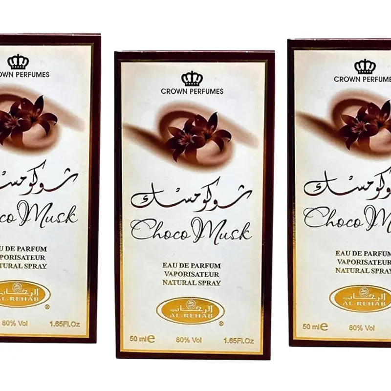 3 pack of Al Rehab Choco Musk - Eau De Perfume Natural Spray - 50 ml (1.65 fl. oz)
