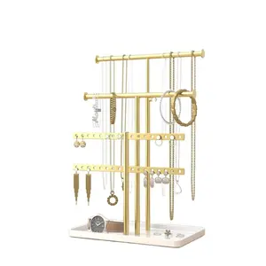 Metal Multi-Layer Multifunctional Storage Rack Display Stand, Jewelry Necklace Earring Holder, Detachable Layers, Organizer Shelf