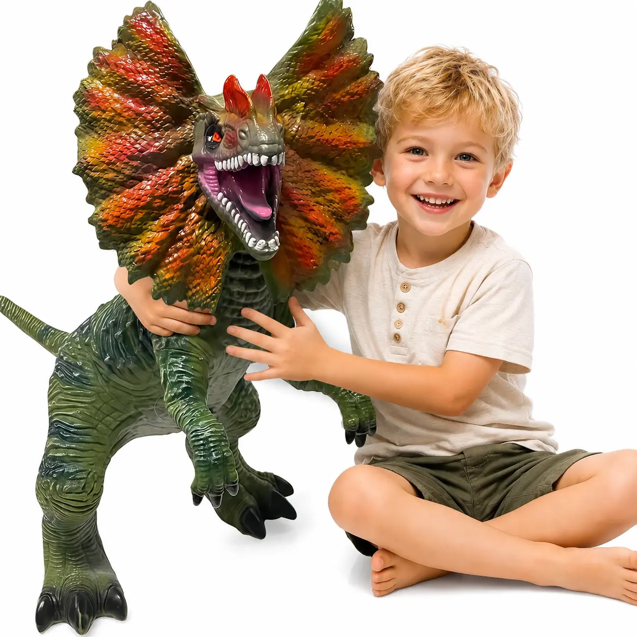 29" Thickened Inflatable Dilophosaurus Toy - Realistic-Looking, Body-Safe Inflatable Dinosaur, Drop-Proof, Convenient Storage, Kids 3-5 Party Favors, Birthday Gifts for Boys & Girls