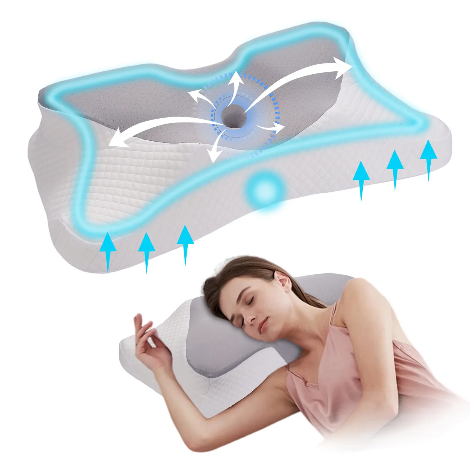 1pc Cervical Pillow, Slow Rebound Cooling Soft Pillow, Sleep Neck Contour Support Pillow for Side Sleepers, Machine Washable Pillowcase - Perfect for Sleep Ergonomic Pillow, Side, Back and Stomach Sleeping Neck Pillow, Butterfly Pillow