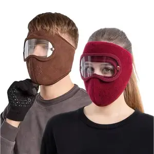 Women's Ski Full Face Mask Windproof Fleece & Neck Warmer - Cold Weather Balaclava with Visor, Multi-Color Options (Blue, Pink, Brown, Black, Red) - Elastic Fit for Snowboarding, Ice Skating, Winter & Outdoor Activities