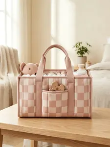 Large Capacity Plaid Multifunctional Diaper Bag, Travel Diaper Tote, Fashionable, Cute and Practical, Designed for Parents on the Go, Durable and Spacious, All Seasons Use