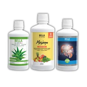 Bella All Natural Aloe, Moringa & Liver Support Drink Bundle | 3-Pack Metabolism & Digestive Support | 32 fl oz Each
