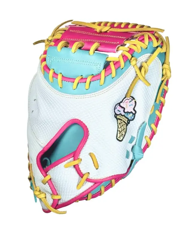 Sportz Drip Ice Cream Catcher's Mitt, 33.5 in Premium Leather for Right-Handed Catchers with Deep Pocket for Ball Control and Superior Grip, Enhanced Ball Retention, Optimal Control, Practice Sessions, Enhances Ball Retention
