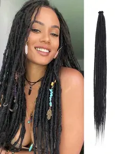 Dreadlocks Extension Braids Hair Extension Synthetic Dreadlocks Handmade Long Crochet Braids Hip-Hop Style Synthetic Braiding Extensions Dreads Loc Extensions for Men/Women 30IN