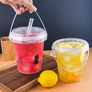 30 Sets 34oz Transparent Disposable Plastic Cups with Leak-Proof Lids, Straws and Handle - Sturdy, Food-Safe Drinkware for Iced Coffee, Pool Parties