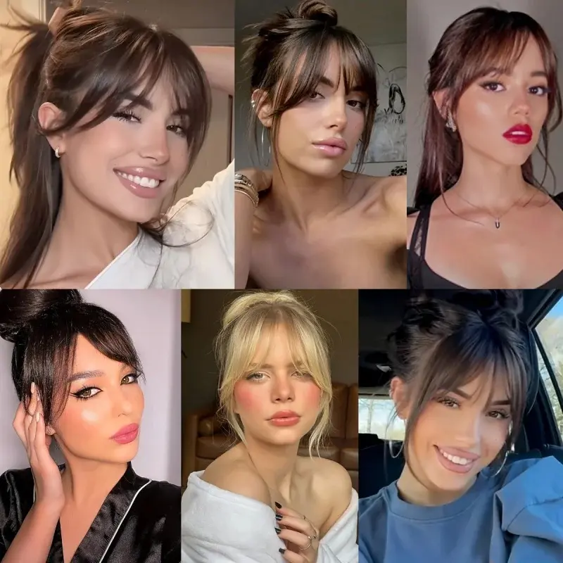 New 2026 Synthesis Wig Middle-Part Bangs Hair Extensions Clip In Forehead Natural Seamless French Oblique Bangs Eight-Character Bangs
