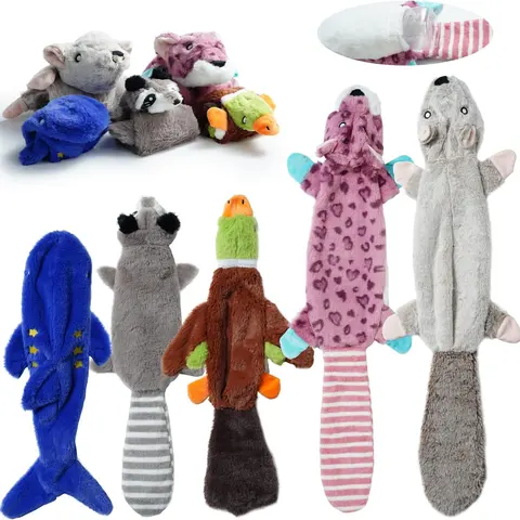 Nocciola 5 PCS Jungle Series Plus Squeaky Stuffless Dog Toys, Belly Pouch to Hold Bottles for Bonus Crinkle, Durable Dog Toys for Aggressive Chewers #backtoschool #sohochic