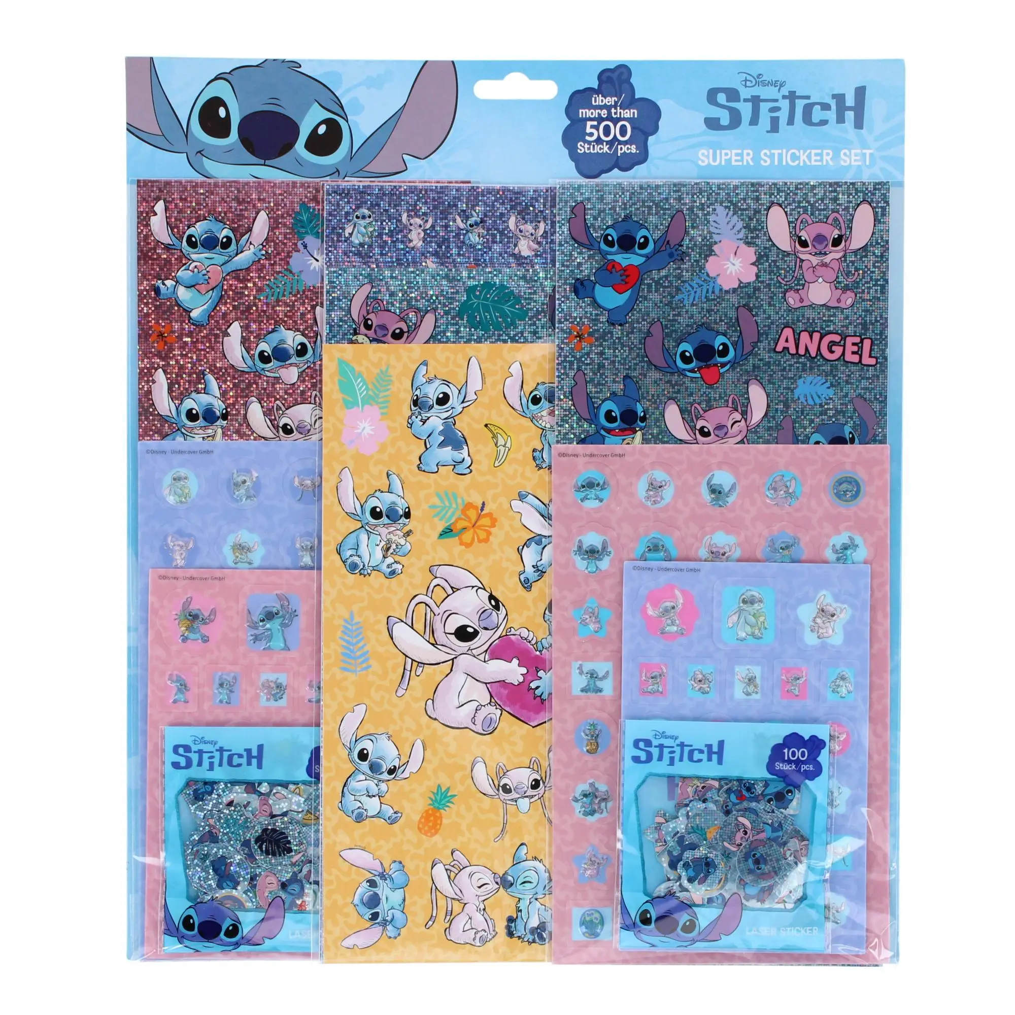 Textiel Trade Disney's Kid's Lilo & Stitch 500 Piece Sticker Set, Bifold Wallets, Craft, Party Favors, Vibrant, Kids Party Favors