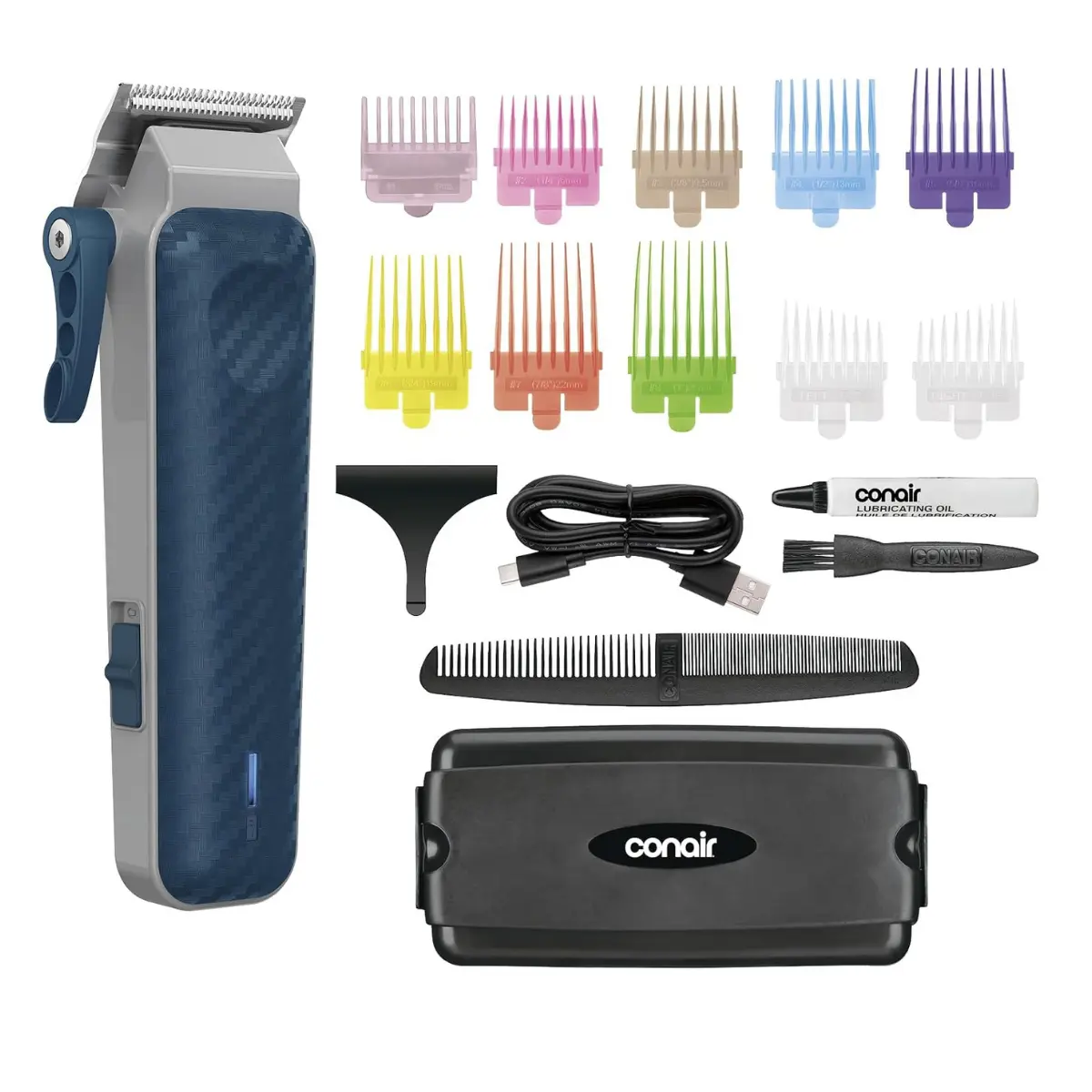 Conair Rechargeable Hair Clippers & Trimmer Kit, 17-Piece Set with Color-Coded Guide Combs, Cordless Design, 5-Position Taper Control, Lithium-Ion Battery for Precise Fades & Edge-Ups