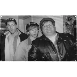 Banger - Vintage Photo of SNL Comedy Legends Chris Farley - David Spade - Adam Sandler - Motivational Inspirational Office Gym Dorm Wall Decor Design on a 3X5 Feet Flag with 4 Grommets for Easy Hanging. Authentic BANGER FLAG.