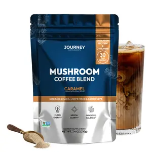 Mushroom Coffee with Collagen - Caramel Blend – Adaptogenic Instant Coffee for Energy, Focus, & Mental Clarity – Enhanced with Lion’s Mane, Chaga, Cordyceps & L-Theanine (30 Servings)