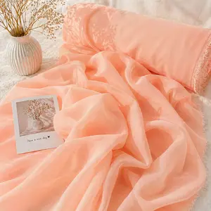 Peach Pink Soft Matte Chiffon Fabric 40 Yards 60” Wide Sheer Draping for Ceiling Decor Dresses Event Styling