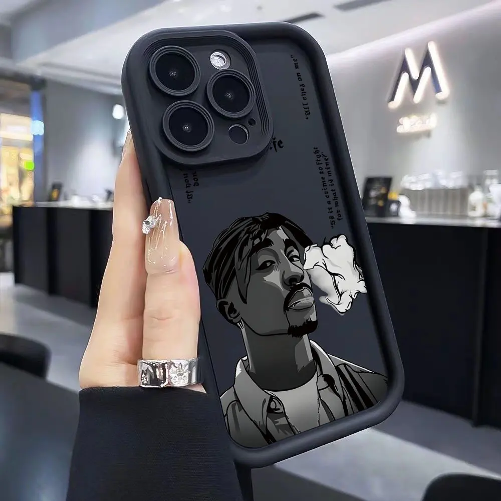 Fashion RAPPER 2PAC TUPAC Phone Case for iPhone 16 16e 15 14 Plus 13 12 Mini 11 Pro Max X Xs XR 8 7 e Soft Ladder Lens Protection Capa Shell Cover, Tpu
