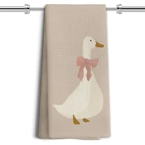 Goose Gifts Kitchen Towels, Pink  Bow Goose Decorative Hand Towels for Bathroom, Goose Decor Dish Towels for Kitchen, Girly Bathroom Decor, Neutral Kitchen Decor, 16x24 Inches
