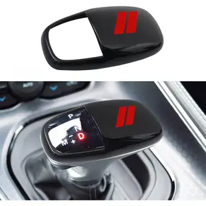 Gear Shift Knob Head Cover for Dodge Charger Accessories 2015-2023 Challenger 2015-2024 Durango 2016-2025 ABS Interior Shell Insert Decoration Protector Gear Shifter Cover (Red Trim)