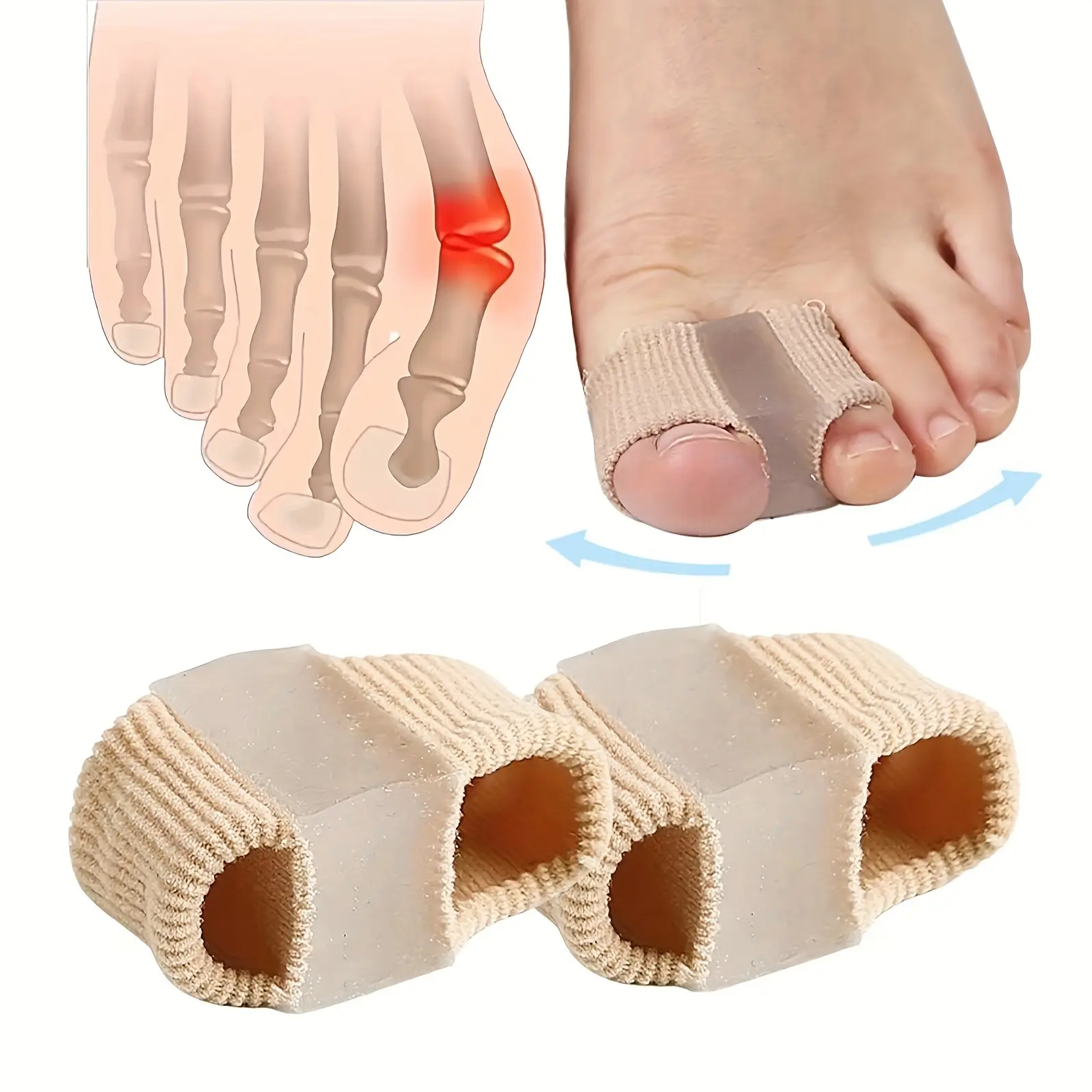 Unisex Gel Bunion Corrector & Toe Separator Set - Fabric Sleeve, Pain Relief, Hallux Valgus Support, Bunion Correction Insoles & Heel Liners, Shock-Absorbing, Supportive Flexible