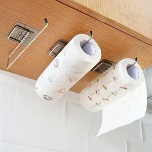1pc Hanging Toilet Paper Holder Roll Paper Holder Bathroom Towel Rack Stand Kitchen Stand Paper Rack Home Storage Racks Bathroom Accessory