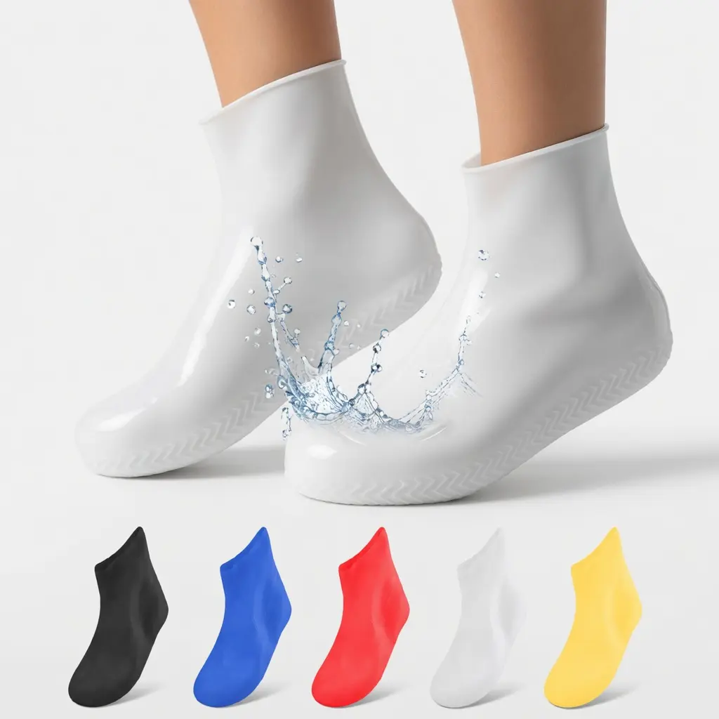 Unisex Waterproof Silicone Shoe Covers - 100% Seamless, Super Non-Slip Treaded Sole, Durable, Reusable, Lightweight, Compact Boot Protectors for Rain, Outdoor Use (Multi Size)