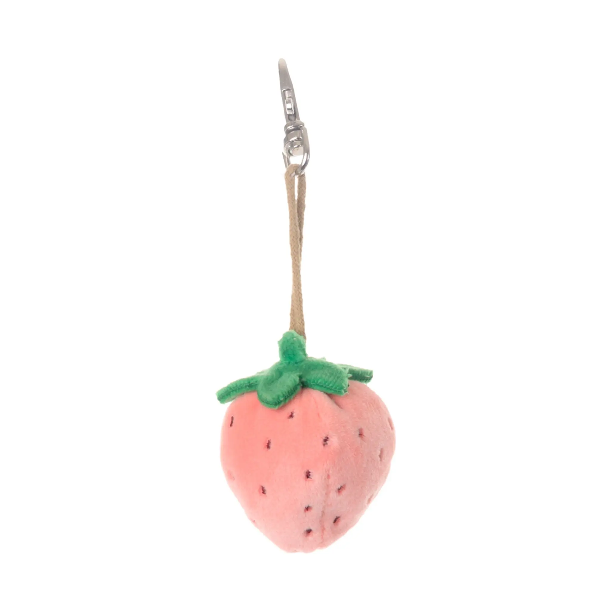 Bukowski Bears Cute Strawberry Charm 2-in-1 Soft Plush Pink Keychain - Premium-Quality Fabric, Irresistibly Soft, Durable and Long-Lasting, 1-Size Key Rings, 0+ Years Safe Accessory for Bags & Backpacks
