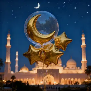 9-Piece Balloon Set with 20-Inch Transparent Wave Balloon, Gold Moon Balloon, Gold Star Balloons, Perfect for Valentine's Day, Weddings, Birthday Parties, Balloon Garland