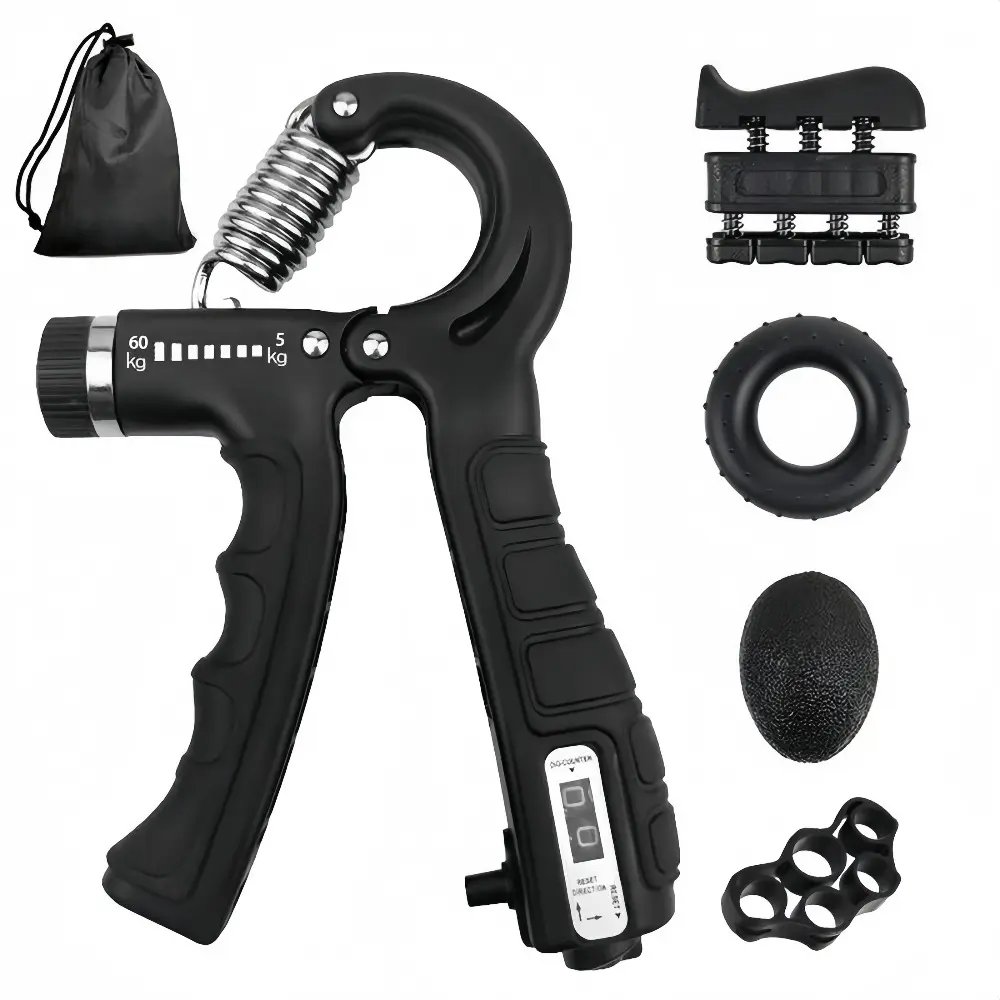 Grip Strengthener Forearm Strengthener Hand Grips Strengthener Kit Strength Training Equipment Workout Hand Grip - Adjustable Resistance Grip Strength Trainer, Finger Exerciser, Finger Stretcher, Grip Ring & Stress Ball（5 Pack ）