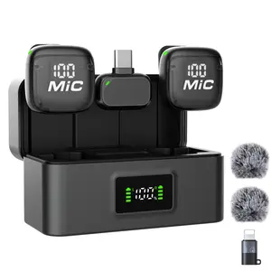 Wireless Lavalier Microphone for iPhone/Android,48kHz Hi-Fi Audio,80h Use,328ft Range,Plug-Play Magnetic Mini Mic for Video Recording,ASMR,Live