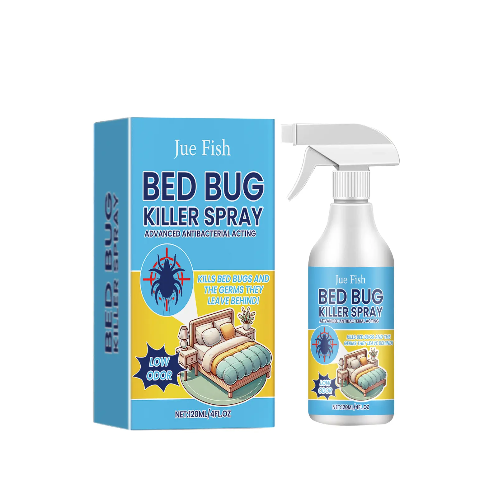 Natural Ingredients Bed Bug Killer Spray - Home Pest Control, Indoor Insect Control for Fleas & Mites - Contact-Killing, Egg-Eliminating, Mosquito Repellent - Pet & People Friendly, No-Rinse Treatment Supply, Insect Killer Bed Bugs, Fleas & Mites