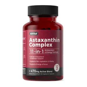AiVital Astaxanthin 12mg,Natural Antioxidant Supplements from Microalgae,11-in-1 Astaxanthin Complex for Skin,Eyes,Cellular Health, Boost Energy, Non-GMO, Gluten Free,60 Capsules, 2-Month Supply