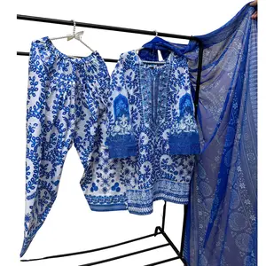 Pakistani Indian Lawn Casual wear with Statement Lace, Sizes M & L