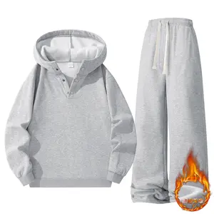 Autumn & Winter Lazy Cook's Set!Fleece Hoodie + Straight-Leg Sweatpants – Perfect Match!100% polyester fiber, 100% polyester!